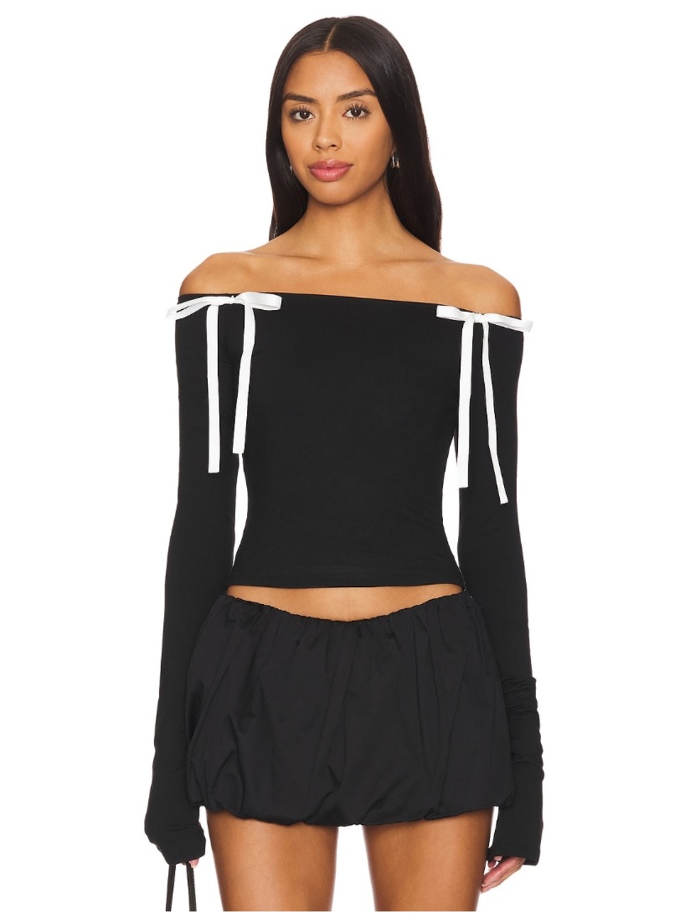 NWT More To Come x Revolve Julieta Off Shoulder Top in Black